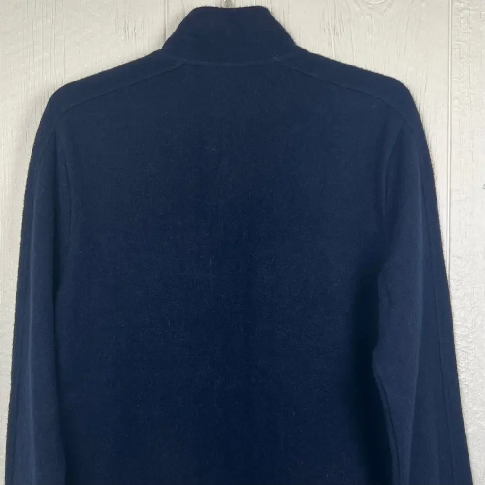 Toad&Co Wool quarter zip pullover men’s Large wool blend mock collar Navy Blue.